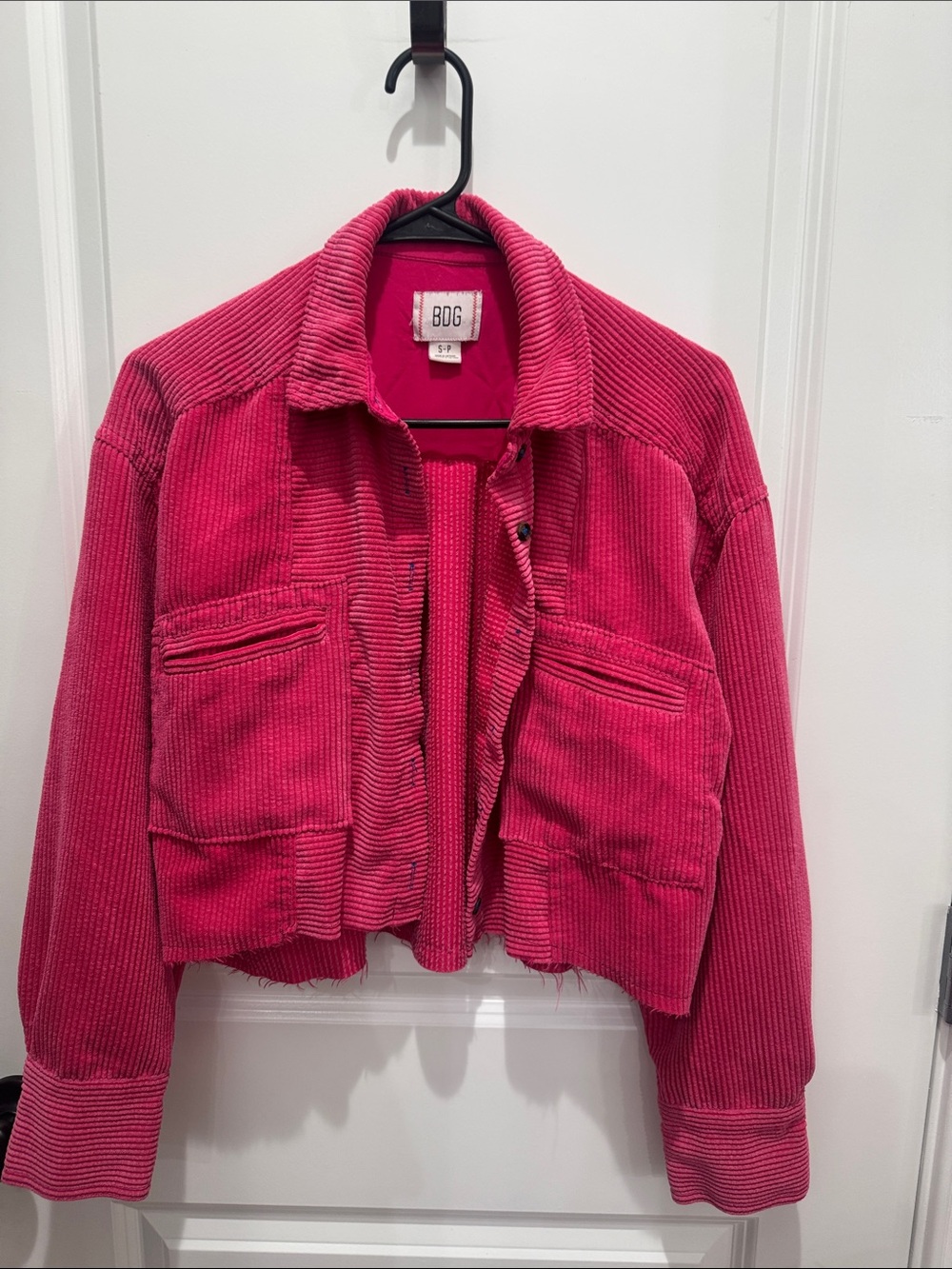 BDG Hot Pink Corduroy Cropped Jacket